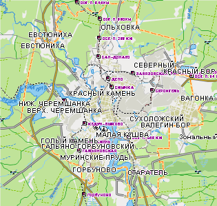 Малая карта города Нижний Тагил